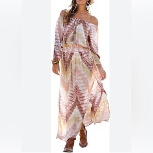 NEW Lascana for Venus BOHO Tie Dyed Off Shoulder Dress SzSm
